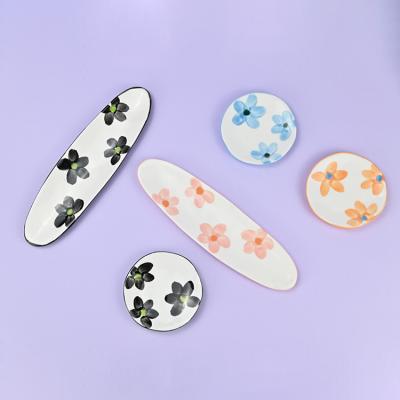 China Europe Vintage Wedding Floral Design Jewelry Tray Ring Dish Decorative Handmade Hand Painted Earrings Necklace Organizer Ceramic Dishes for sale