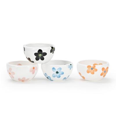 China Hand Painted Vintage Floral Design Ceramic Bowl Saucers Disposable Mini Dipping Bowl Home Using Stoneware for sale