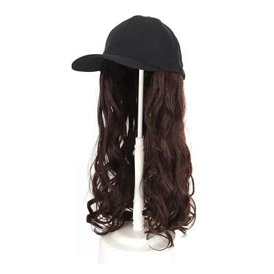 China Body Wave Wholesale New Design Synthetic Hair Wig Natural Color Baseball Hats  Wig Long Curly Wig Hat For Women for sale