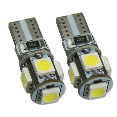 China PCB CE ROHS high brightness car led T10 canbus W5W 5050 5SMD led t10 auto led bulbs for interior lights reverse side marker lights for sale