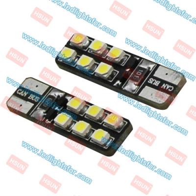 China auto lamp t10 w5w led HSUN-T10 12 LED SMD1210 no polarity Canbus LED for sale