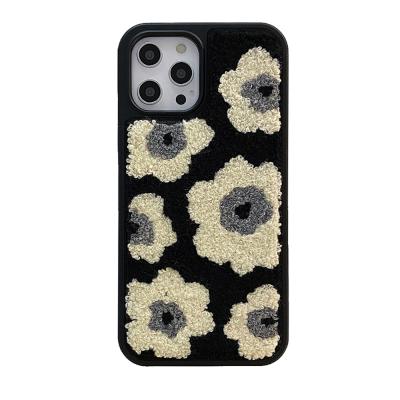 China New Anti-fall Autumn and Winter Plush Sunflower TPU Soft Shockproof Cell Phone Bags and Cases for iphone 13 Pro Max for sale