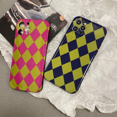 China Creative Fashion Soft Pink TPU IMD Anti-fall Diamond Pattern Phone Case Blue For iPhone 11 12 pro X Max XR XS Max7 8 plus for sale