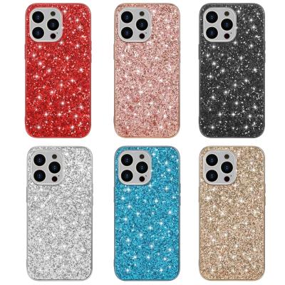 China Anti-fall for iPhone 13pormax Plated Diamond Shining Powder Mobile Phone Case, Shiny Bling Glitter TPU PC Cover for iPhone13pro for sale