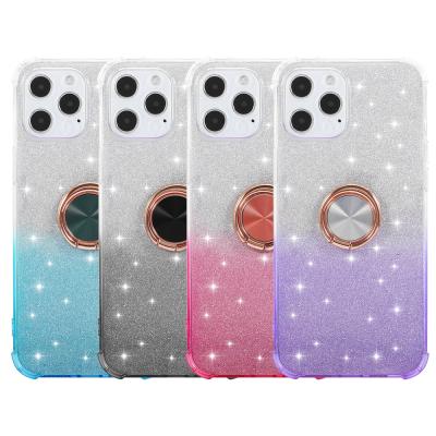 China Anti-drop Metal Finger Ring Mobile Back Cover For iPhone 11 Case,Gradient Glitter Phone Case For iPhone 12pro Max Mobile Case Covers for sale