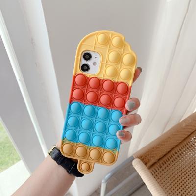 China 2021 Anti-falling Amazon Creative Soft Silicone Ice Cream Push It Bubble Silicone Phone Case Bubble Pops It Shaky Person Phone Case For iPhone 12 for sale