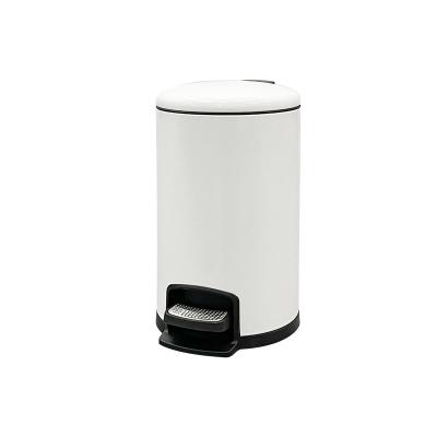 China Sustainable Home Living Room Hotel Bathroom Pedal Bin Foot Step Trash Can Round Stainless Steel Box for sale