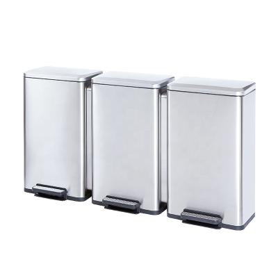 China Single Compartment Pedal Stainless Steel Trash Bin Single Compartment Stainless Steel Waste Bins for sale