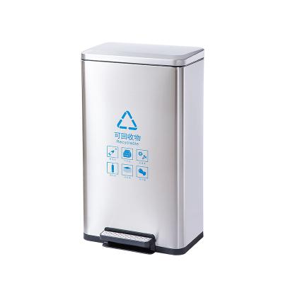 China NEW 30L Stainless Steel Trash Pedal Sustainable Waste Bin With Inner Bucket for sale