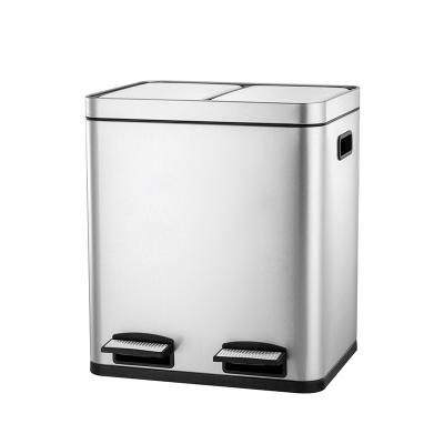 China Sustainable Household Double Bucket In One 10L+10L Stainless Steel Pedal Matching Trash Can for sale