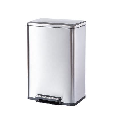 China New Design Stainless Steel Large Size 30L Pedal Step Trash Bin Sustainable For Kitchen for sale