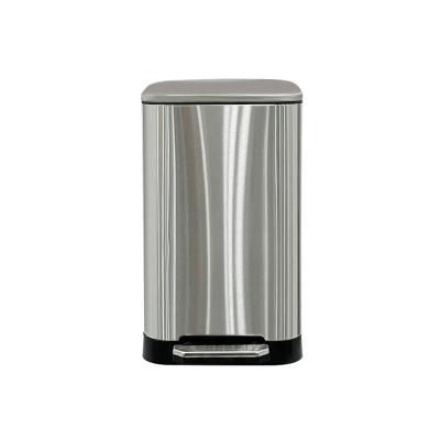 China Sustainable Small Household Stainless Steel Step Pedal Trash Can With Inner Bucket For Office Wholesale for sale