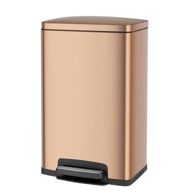 China NEW Sustainable 50L Square Stage Waste Bin Stainless Steel Fingerprint Proof Bin for sale