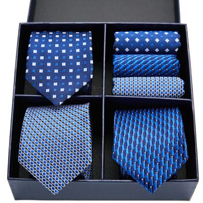 China Fashion Brand Men's Casual Formal Tie With Gift Box Luxury Navy Silk Ties For Men 3types Mens 7.5cm Ties Set For Wedding Party for sale