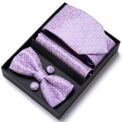 China Fishion Quality Casual Formal Tie Set For Men's Dot Silk Tie Pocket Square Paisley Tie Handkerchief Cufflinks Bow Tie 7.5cm for sale