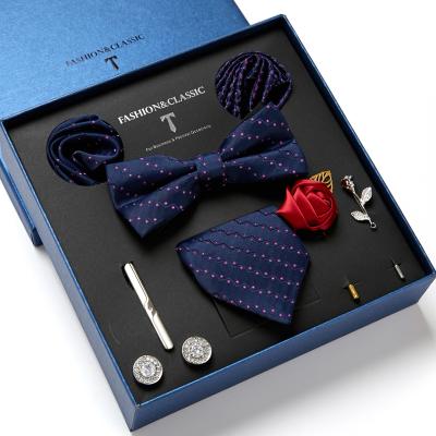 China Fishion Casual Formal 100% Silk Handmade 7.5cm Wide Tie Sets Black/Blue/Red Mens Neck Tie for sale