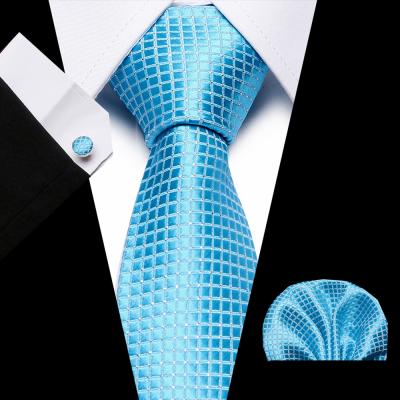 China Fashion Casual Formal Fashion Tie Handkerchief Cufflinks Neck Ties100%Silk Classic Suit 7.5cm Tie For MenTie Set for sale