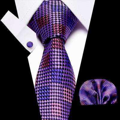 China Fashion casual formal new 100% silk tie set for wedding party men's tie sets Cufflik 2019 men's suit tie handkerchief for sale