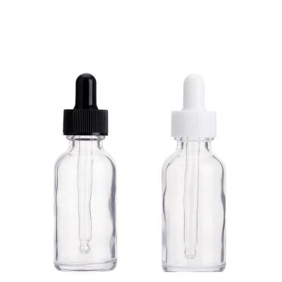 China 30ml Vial Clear Cosmetic Bottle Brown 1oz 2oz Boston Essential Oil Tubular Glass Bottle Transparent for sale