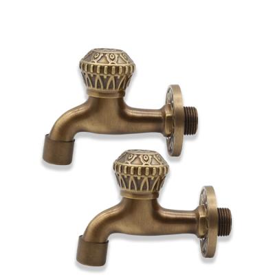 China Antique BANGQI Antique Bronze Brass Bibcock Wall Mounted Decorative Garden Water Tap for sale