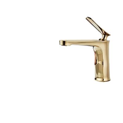 China Thermostatic Faucets Factory direct sale new single hole washbasin hot and cold faucet above counter basin golden faucet for sale