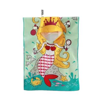 China Factory Direct Selling Compressed Microfiber Quick Drying Active Print Children's Hooded Coat Children's Beach Towel With Hood for sale