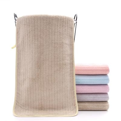 China Wholesale Compressed Fiber Coral Vertical Absorbent Polyester Towel Soft Velvet Beach Towel Set for sale