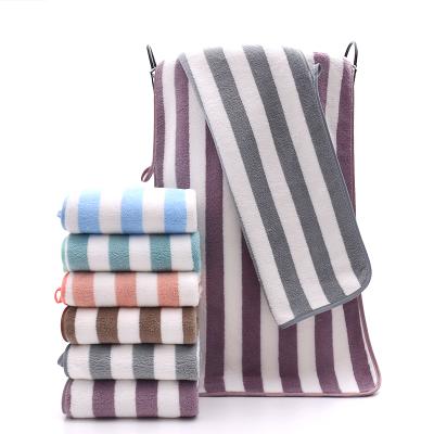 China Microfiber Bath Towel Velvet Thickened Viable Absorbent Coral Warp Knitted Bath Towel for sale