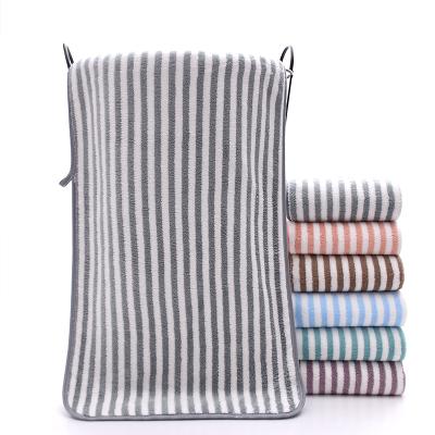 China Viable Wholesale Coral Velvet Woven Velvet Towel Barber Shop Strip Coral Towel Microfiber Bath Towel for sale