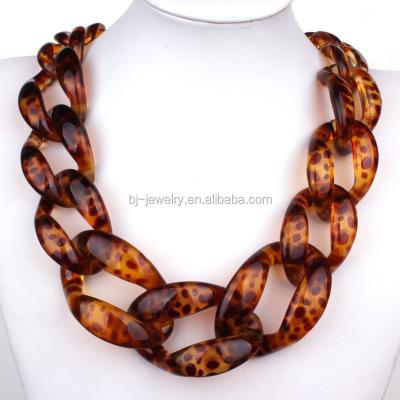 China Fashionable Latest Design Leopard Link Chain Choker Acrylic Plastic Necklace for sale