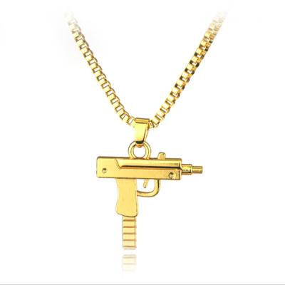 China Hiphop Pistol Gun Uzi Necklace Star Jewelry Men Dance Charm Chain Gold Necklace Drop Shipping for sale