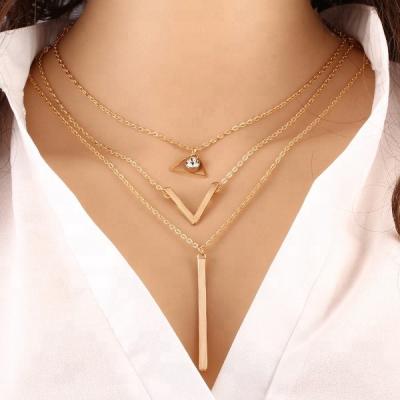 China Fashionable New Gold Plated New Fashion Models Layered Necklace for sale