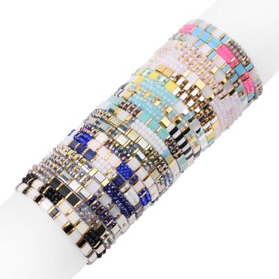 China Fashion BOJIU 24 Colors Miyuki Tila Beads Bracelet Women Jewelry Gold Bead Summer Beach Bohemian Bracelet For for sale