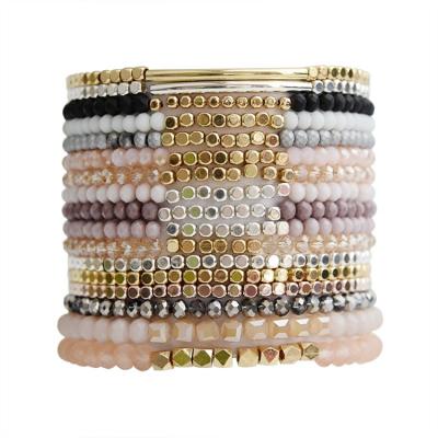 China 2019 Fashion Environmental Friendly 17pcs/Set Popular Irregular Natural Stone Beads Beaded Bracelet for sale