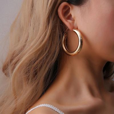 China Popular circle earrings jewelry steel 18K gold plated round earrings, ideal gift for women and girls for sale