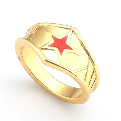 China Retro Silver Wonder Woman Gold Ring Star Superhero DC Comics Gift for Her for sale