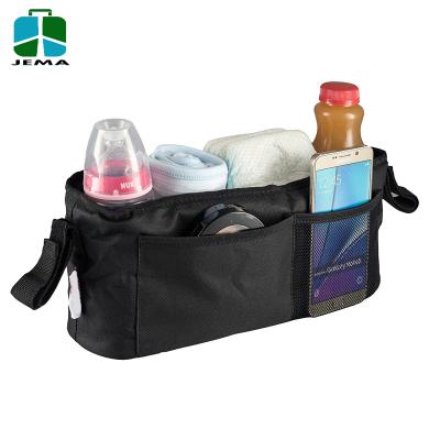 China Hot Selling Universal Water Resistant Plain Baby Stroller Bag Diaper Caddy Organizer with 2 Cup Holders for sale