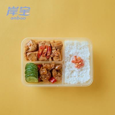 China 3 Compartment Disposable Plastic Take Away Recyclable Bento Food Storage Lunch Boxes for sale