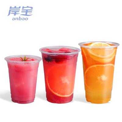 China Factory Single Wall Clear PET Milkshake Smoothie Custom Printed Plastic Cup With Dome Lid for sale