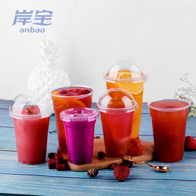 China Custom Printed Single Wall Disposable PET Milkshake Smoothie Plastic Cup With Lids for sale