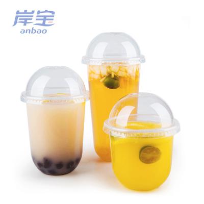 China 95 pp U Shape Single Wall Cup Clear Disposable Plastic Boba Bubble Milk Tea Cup for sale