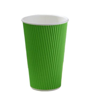 China Eco Recyclable Plant Biodegradable Design Printed 12oz Double Ripple Paper Coffee Cups With Paper Lids for sale