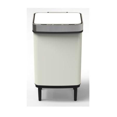 China Sustainable 13Gallon 50L Automatic Touchless Recycle Stainless Steel Metal Trash Can for sale