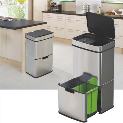 China Durable Advanced Sensor Dual Recycling Bin With Fingerprint Proof Coated Exterior for sale