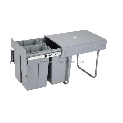 China Sustainable double pull out under counter bin with lid waste system for food scraps buffet waste bin for sale