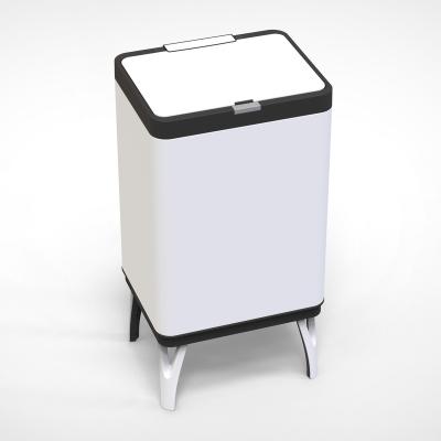 China Stainless Steel 50L Sustainable Touch Stylish Laundry Trash Can With Legs for sale