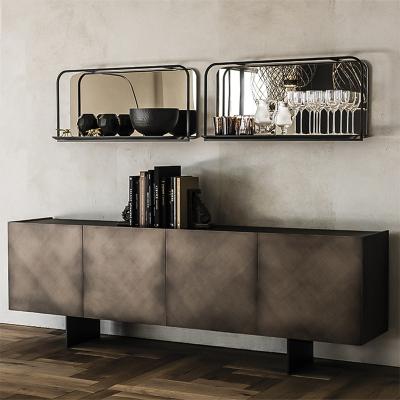 China Contemporary Designer Italian Retro Gold Metal Credenza Extra Long Sideboard Cabinet Luxury for sale