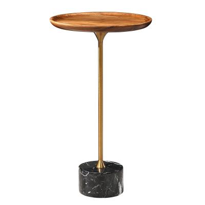 China Nordic Modern Marble Base Small Coffee Table Mini Solid Wood Side Table For Living Room for sale