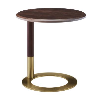 China Modern new design luxury round metal and wood coffee table modern sofa table c side table for sale