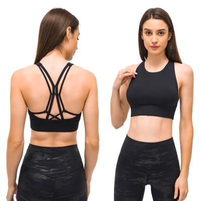 China Women's Breathable Sports Bra Aplet Wireless Medium Support Yoga Padded Bras For Workout Running Tank Tops for sale